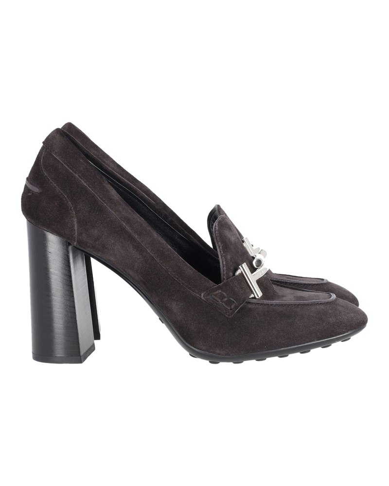 Tod’s Heeled Loafers in Black Suede