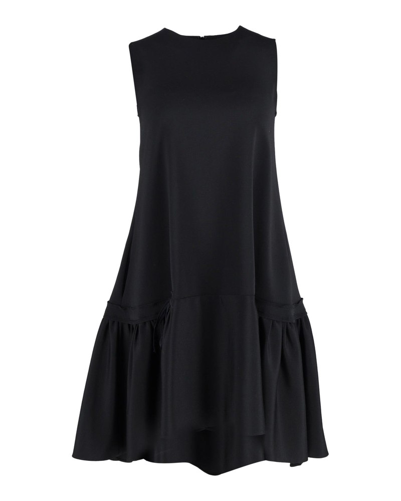 Victoria Beckham Ruffle-Hem Poplin Dress in Black Polyester