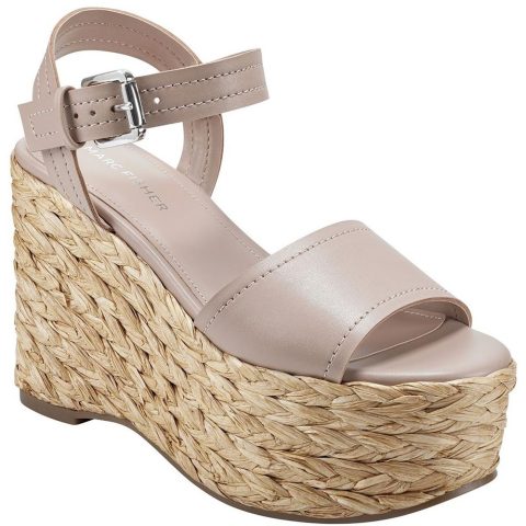Burian Faux Leather Platform Wedge Sandals