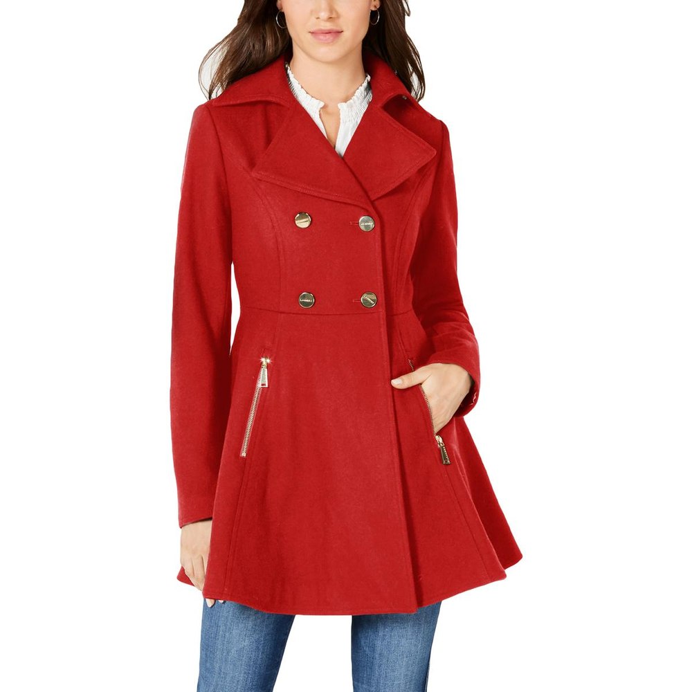Wool Blend Midi Pea Coat