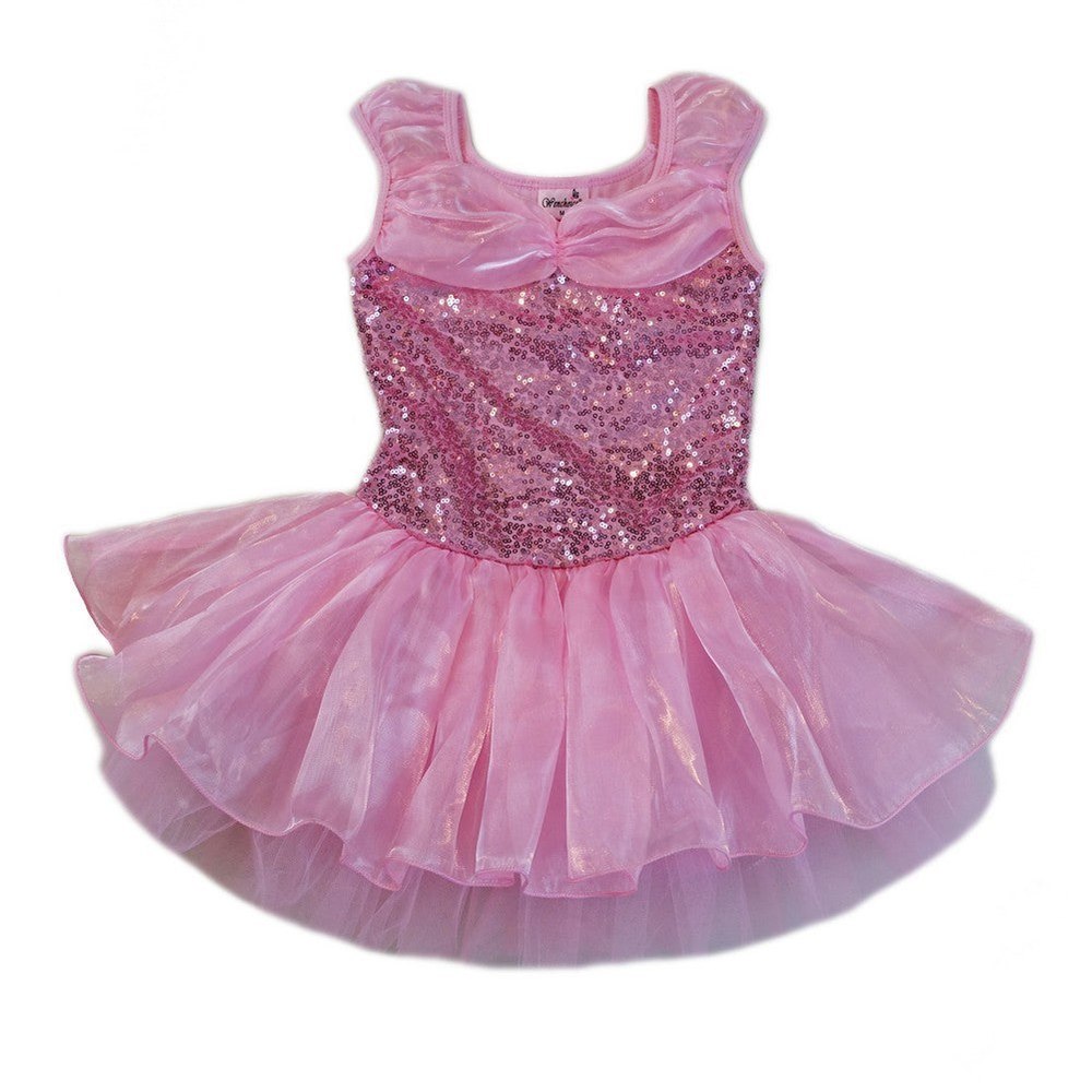 Girls Baby Pink Sequin Multi Layered Ballet Dress S (9-24M)-XL (6-8)