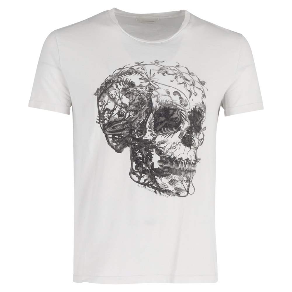 Alexander McQueen Skull T-Shirt in White Cotton