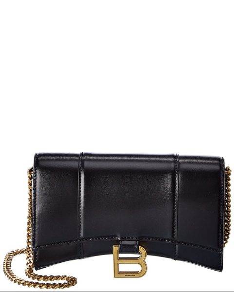 Balenciaga Hourglass Leather Wallet On Chain