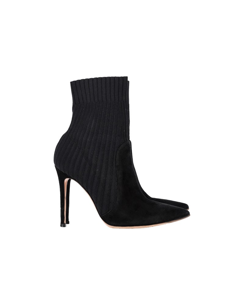 Gianvito Rossi Knitted 90 Sock Boots in Black Suede