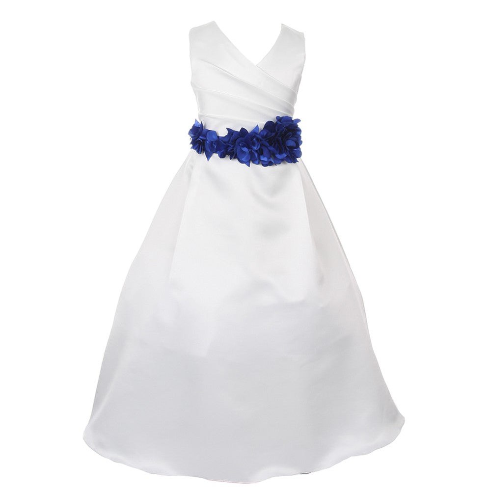 Little Girls Ivory Color Choice Sash Full Length Bridal Flower Girl Dress 2-6