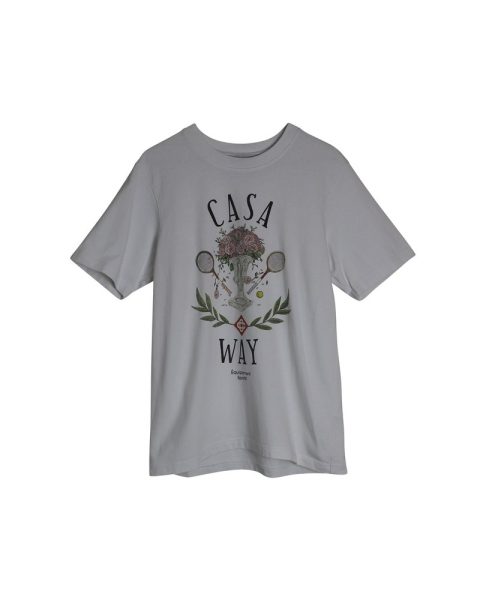 Casablanca Casa Way Graphic-Print T-Shirt in White Organic Cotton