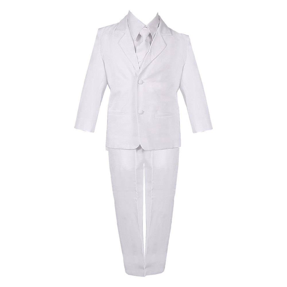 Little Boys White 5 Piece Classic Vest Jacket Pants Special Occasion Suit 2-7