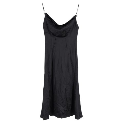 Versace Cowl-Neck Slip Dress in Black Satin