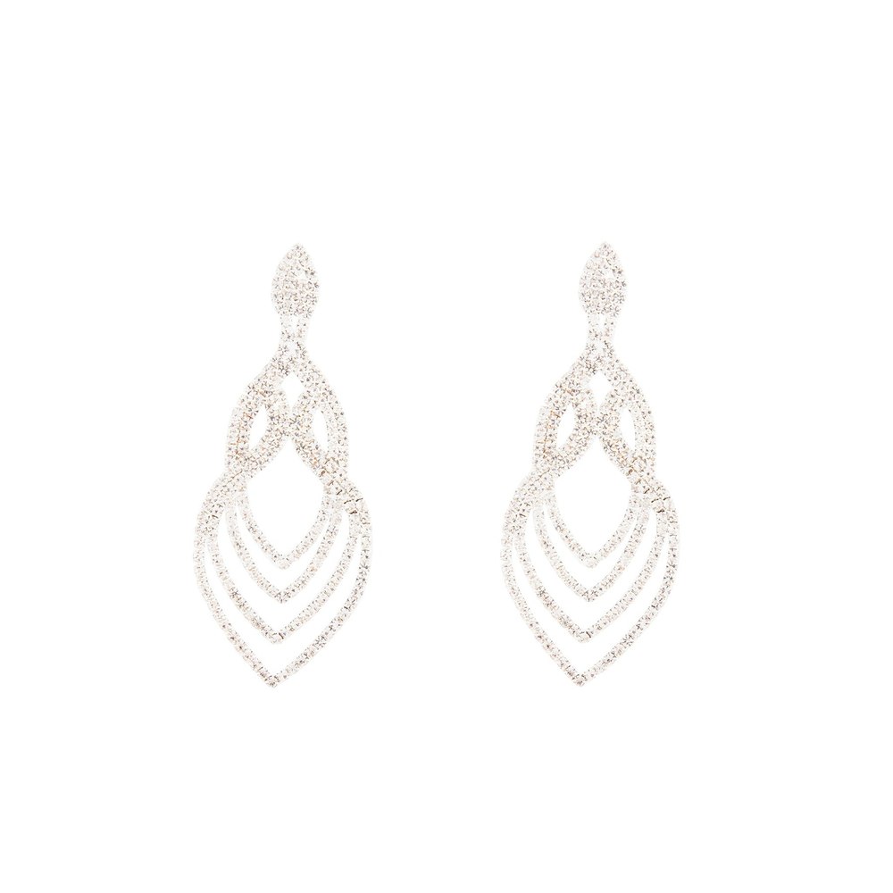 Silver Layered Tier Drop Earrings