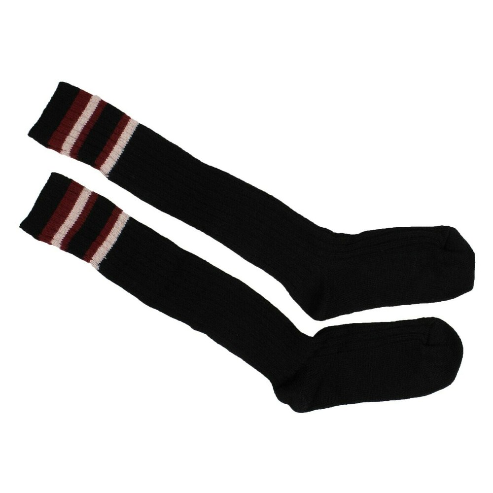 Palm Angels Ribbed Stiped Knee High Socks – Black/Bordeaux