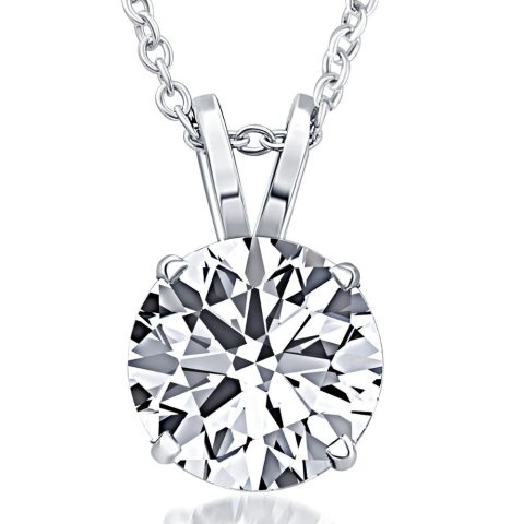Certified 3Ct Round Cut Diamond Pendant 14k White Gold Lab Grown Necklace
