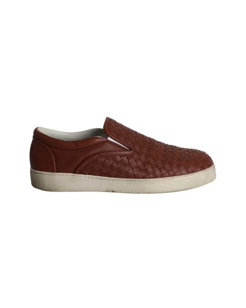 Bottega Veneta Dodger Slip On Sneakers in Brown Intrecciato Leather