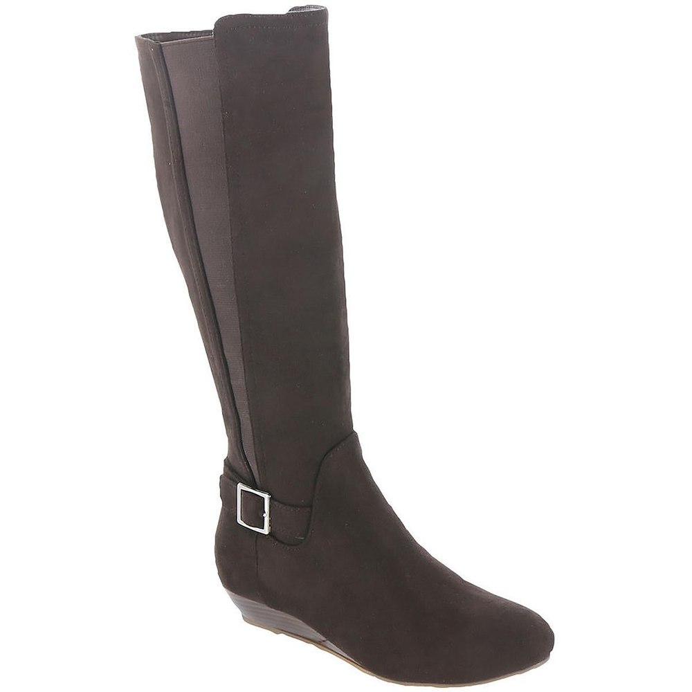 Cara Faux Suede Pull On Knee-High Boots