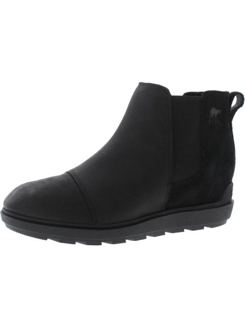 Womens Leather Flat Ankle Boots