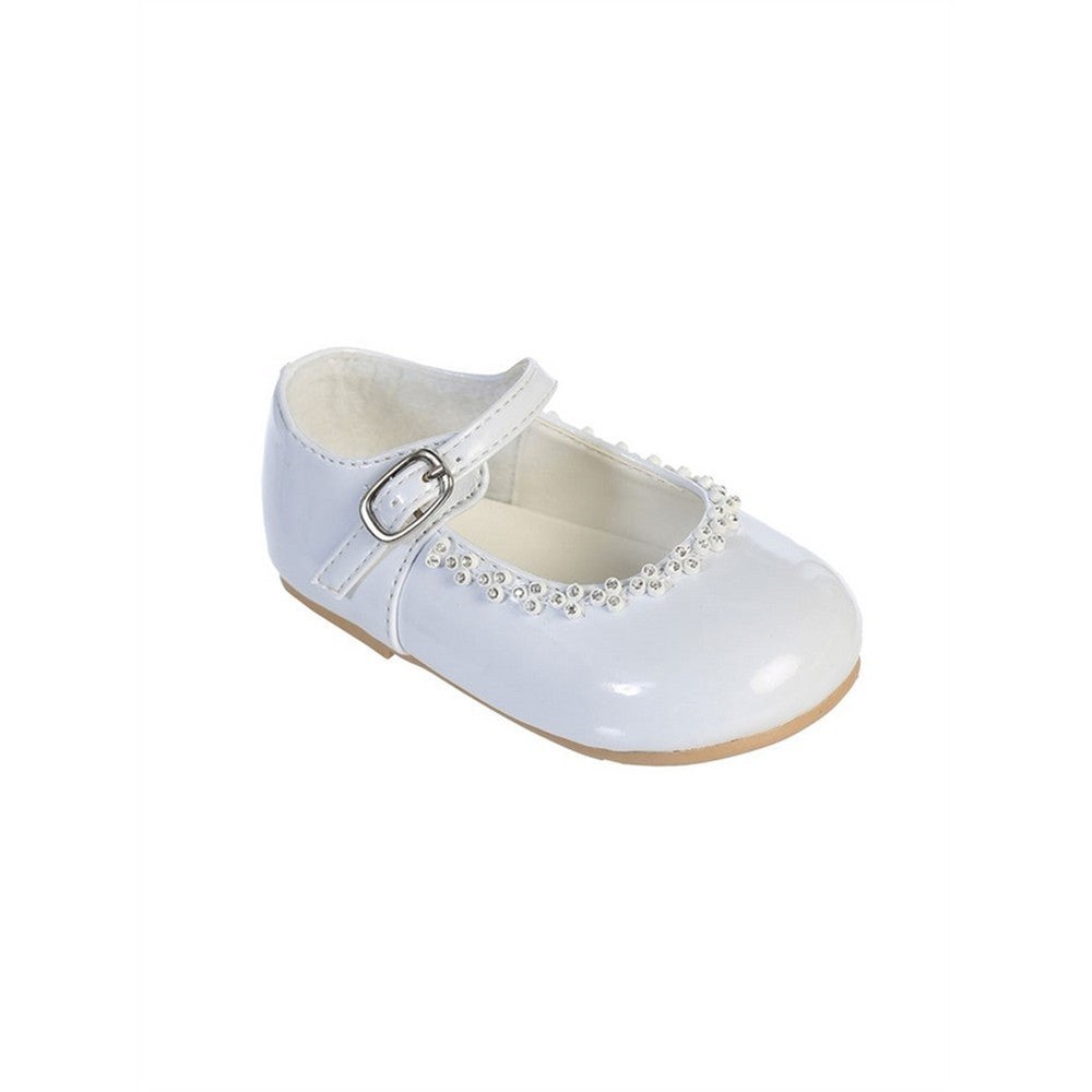 Girls White Glitter Rhinestone Accents Mary Jane Dress Shoes 1-4 Baby