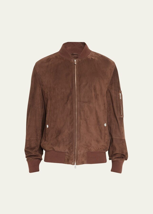Brunello Cucinelli Men’s Suede Zip Up Bomber Jacket