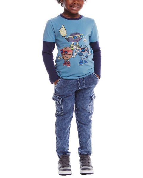 Andy & Evan Jersey Twofer T-Shirt & Terry Pant Set