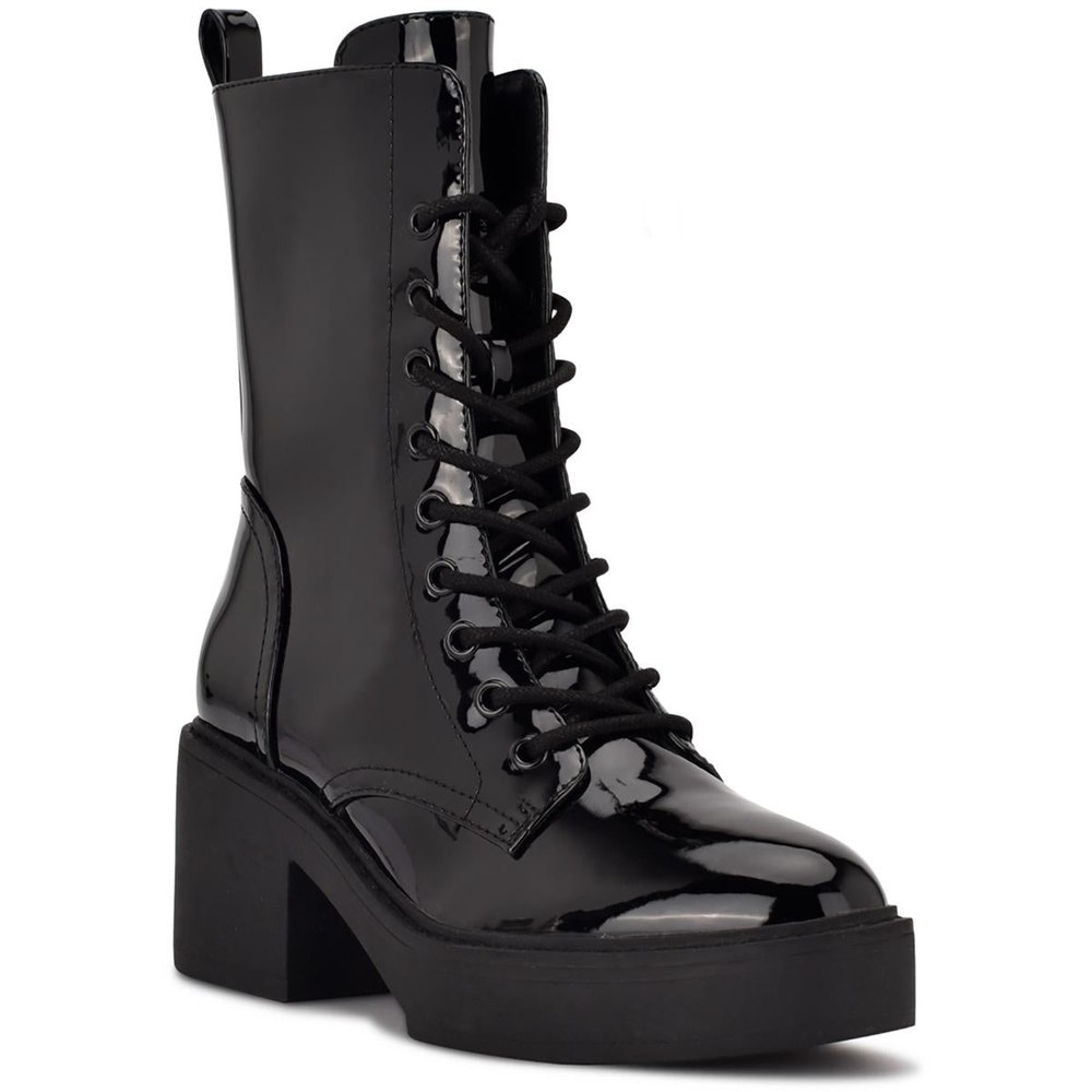Faux Leather Embossed Combat & Lace-up Boots
