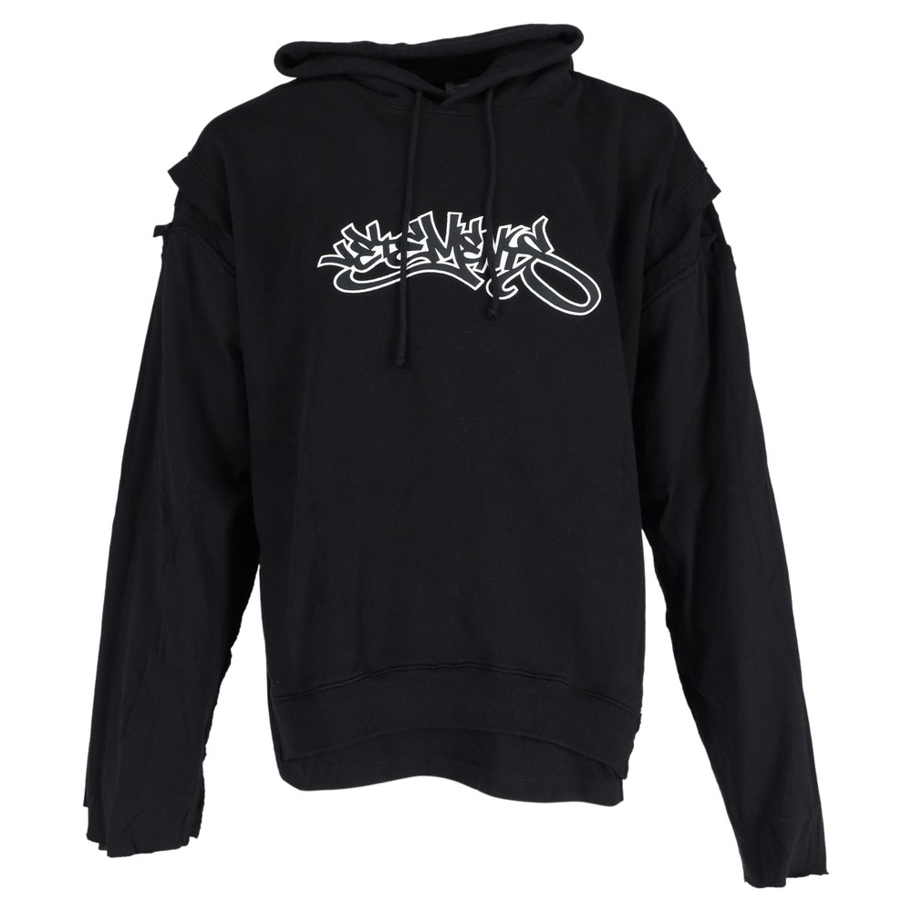Vetements Patched Long Sleeves Hip Hop Hoodie in Black Cotton