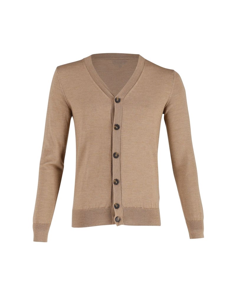 A.P.C Buttonfront Cardigan in Beige Laine Wool