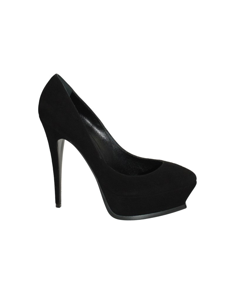 Saint Laurent Tribute 105 Platform Pumps in Black Suede