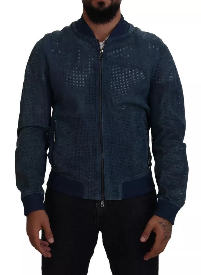 Dolce & Gabbana Leather Perforated Full Zip Men’s Jacket (Pre-Owned) 7712982958140