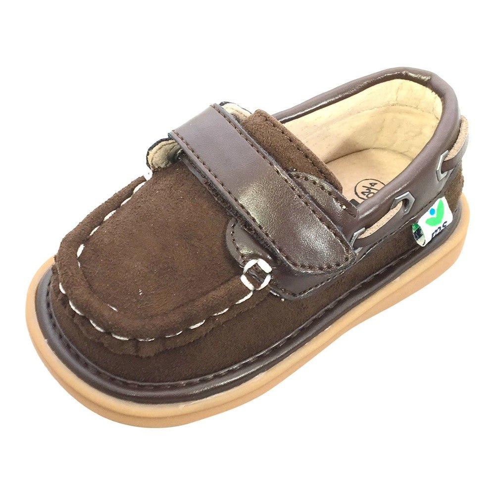 Mooshu Trainers Little Boys Chocolate Squeaky Boat Sawyer Shoes 5-9 Toddler