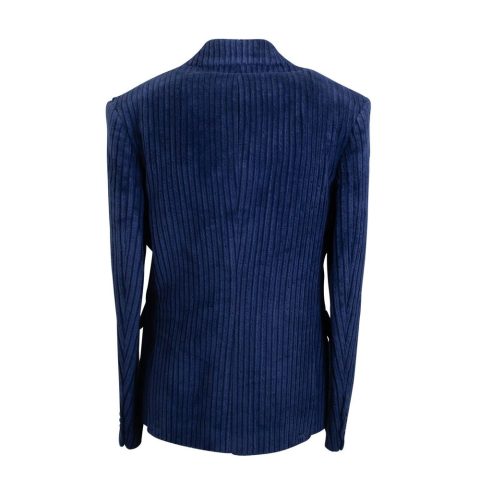 Dark Blue Corduroy Double-Breasted Jacket