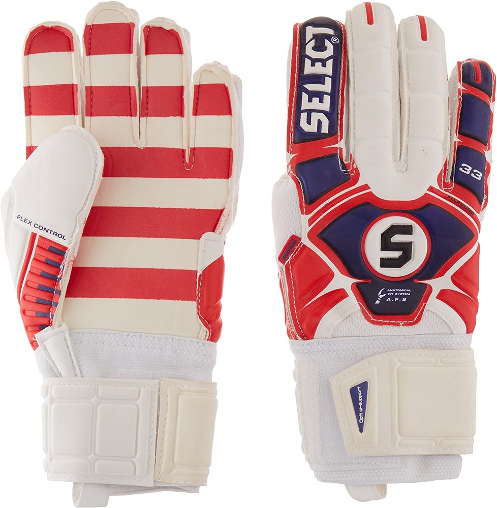 SELECT US33 All Round Goalkeeper Gloves, White/Red/Blue