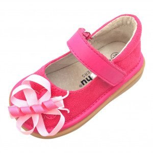 Mooshu Trainers Baby Girls Pink Suede Squeaky Harllow Mary Jane Shoes 3-4 Baby