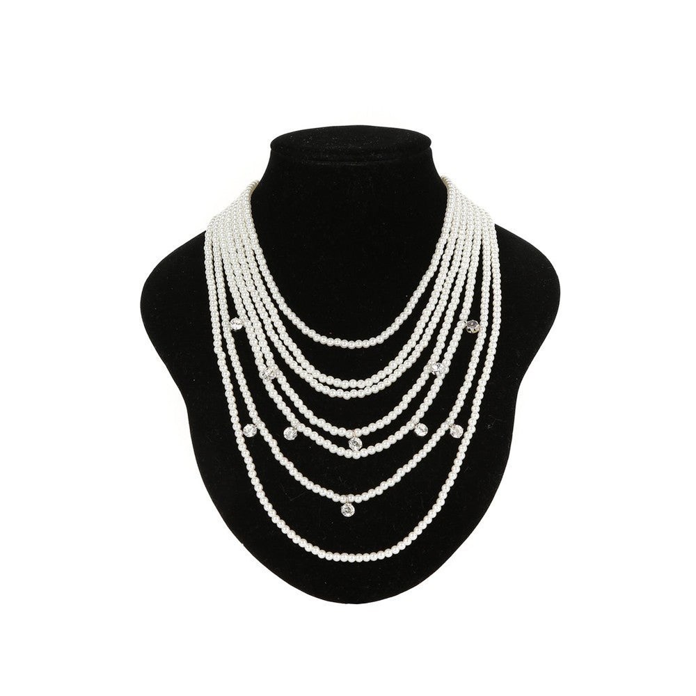 Pearl Rhinestone Multi Layer Necklace