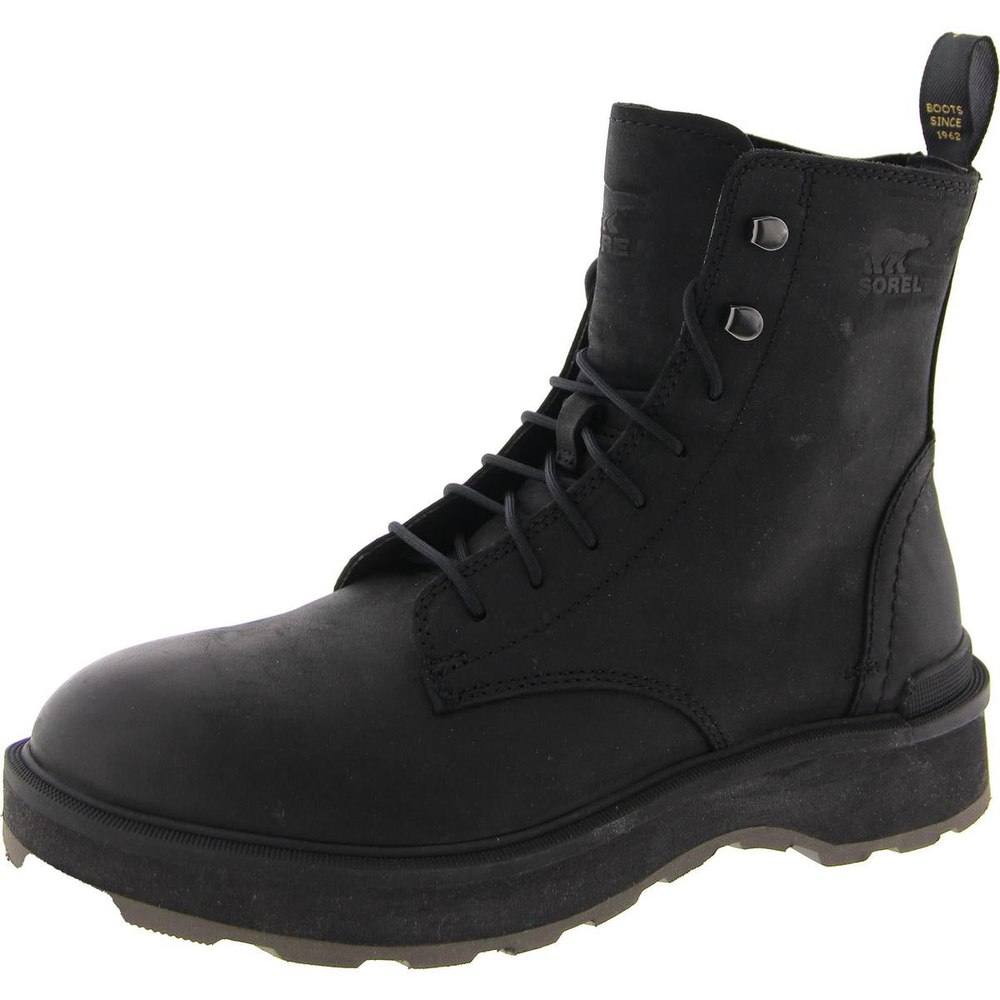 Hi-Line Lace Leather Lace-Up Booties