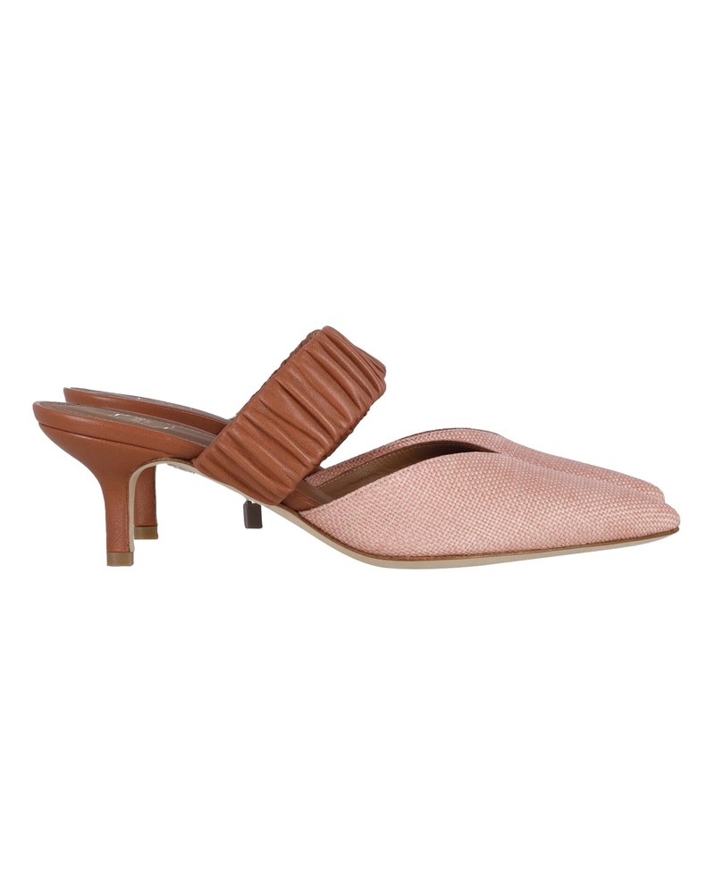 Malone Souliers Matilda 45 Mules in Peach Raffia