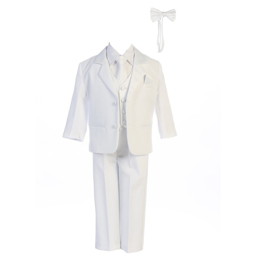 Boys White Dinner Jacket Vest Bow Tie Zipper Tie Shirt Pant Tuxedo 2T-7