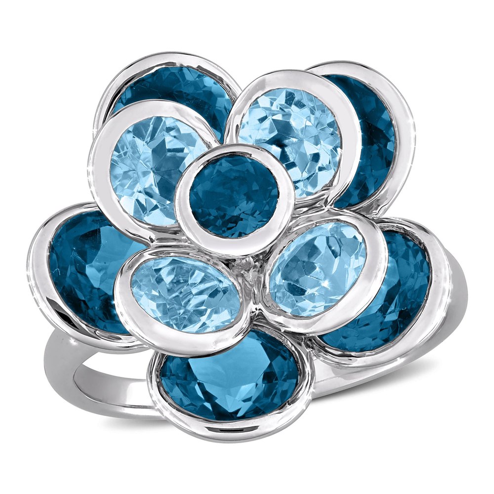 Mimi & Max 7 1/3ct TGW London Blue Topaz and Sku Blue Topaz Flower Ring Sterling Silver 7773691936828
