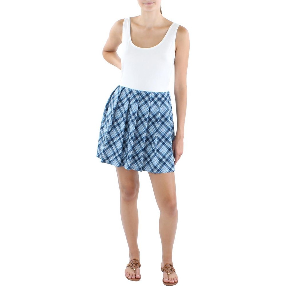 Juniors Plaid Sleeveless Fit & Flare Dress