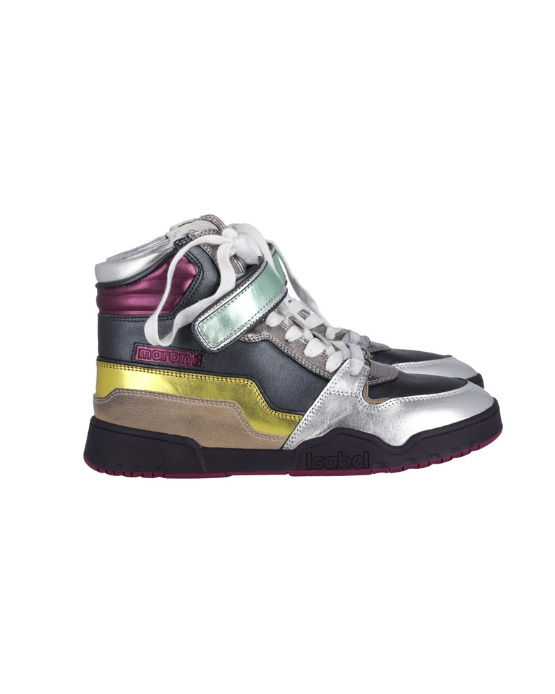 Isabel Marant Bresse Metallic Colorblock High-Top Sneakers in Multicolor Leather