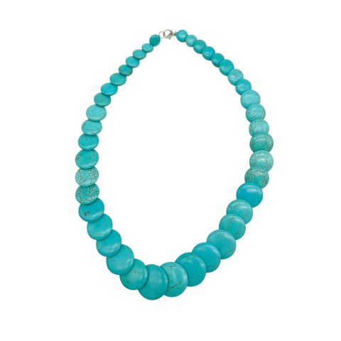 Silver Plated Scalloped Turquoise Necklace