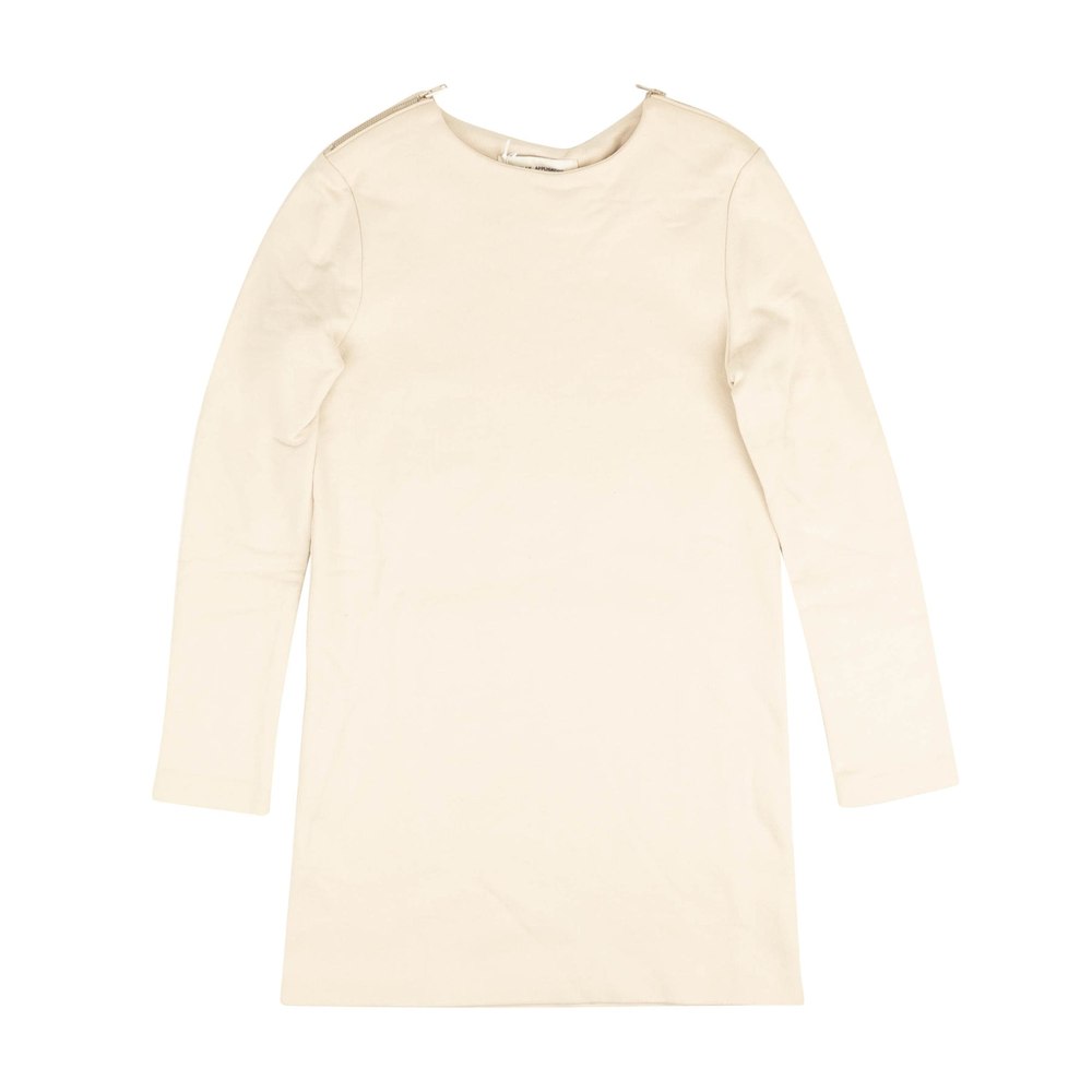 Beige Cotton Sweatshirt Dress