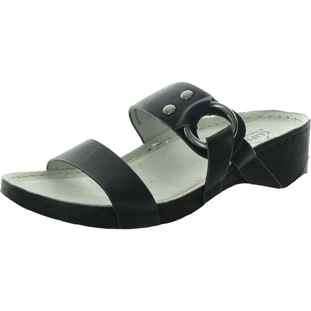 Colletta Embellished Faux Leather Slide Sandals