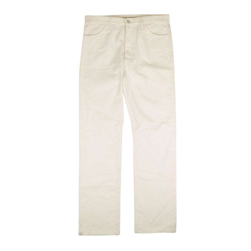 White Cotton Embroidered Waist Jeans