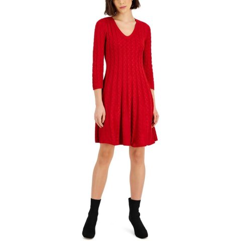 Cable Knit Mini Sweaterdress