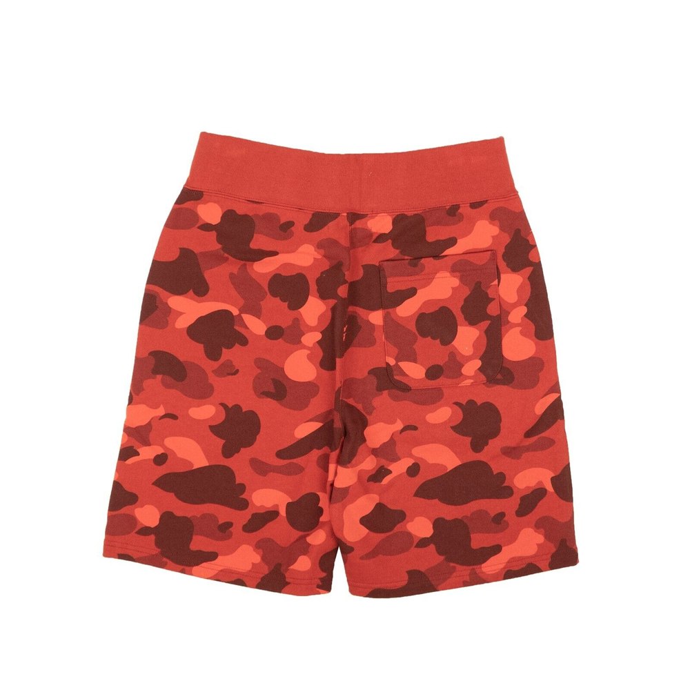 Red Cotton Color Camo Sweat Shorts