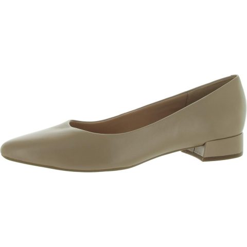 Caldise Leather Block Heel Kitten Heels