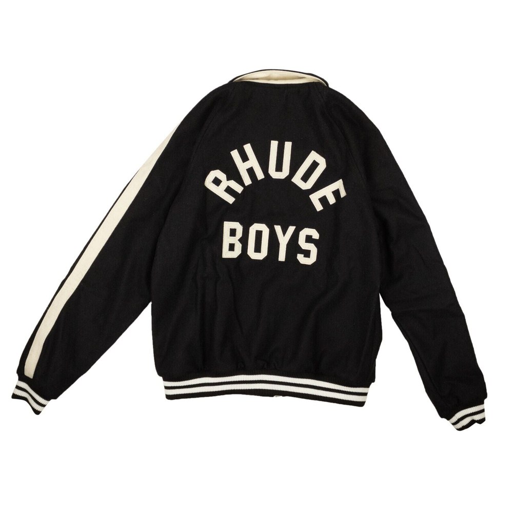Black Wool Boys Signature Bomber Jacket