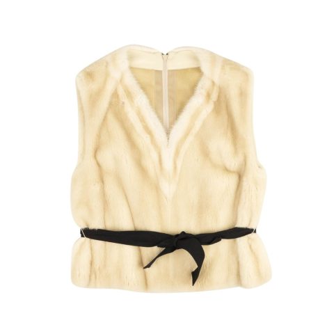 Tan Genuine Mink Fur Vest