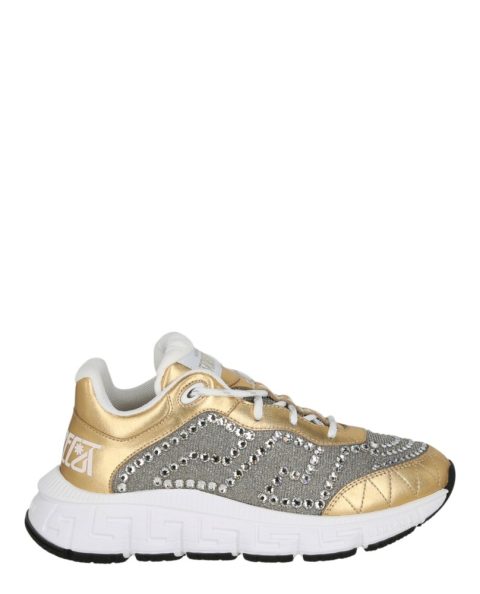 Trigreca Crystal-Embellished Metallic Sneakers