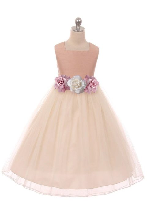 Big Girls Vintage Rose Poly Silk Tulle Plus Size Dress, Size 20.5