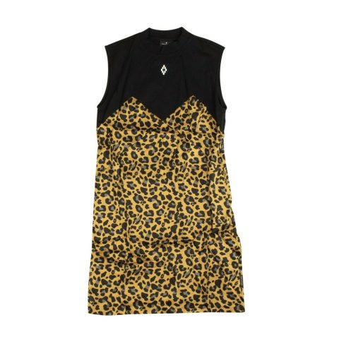 Black/Leopard Print Sleeveless Dress