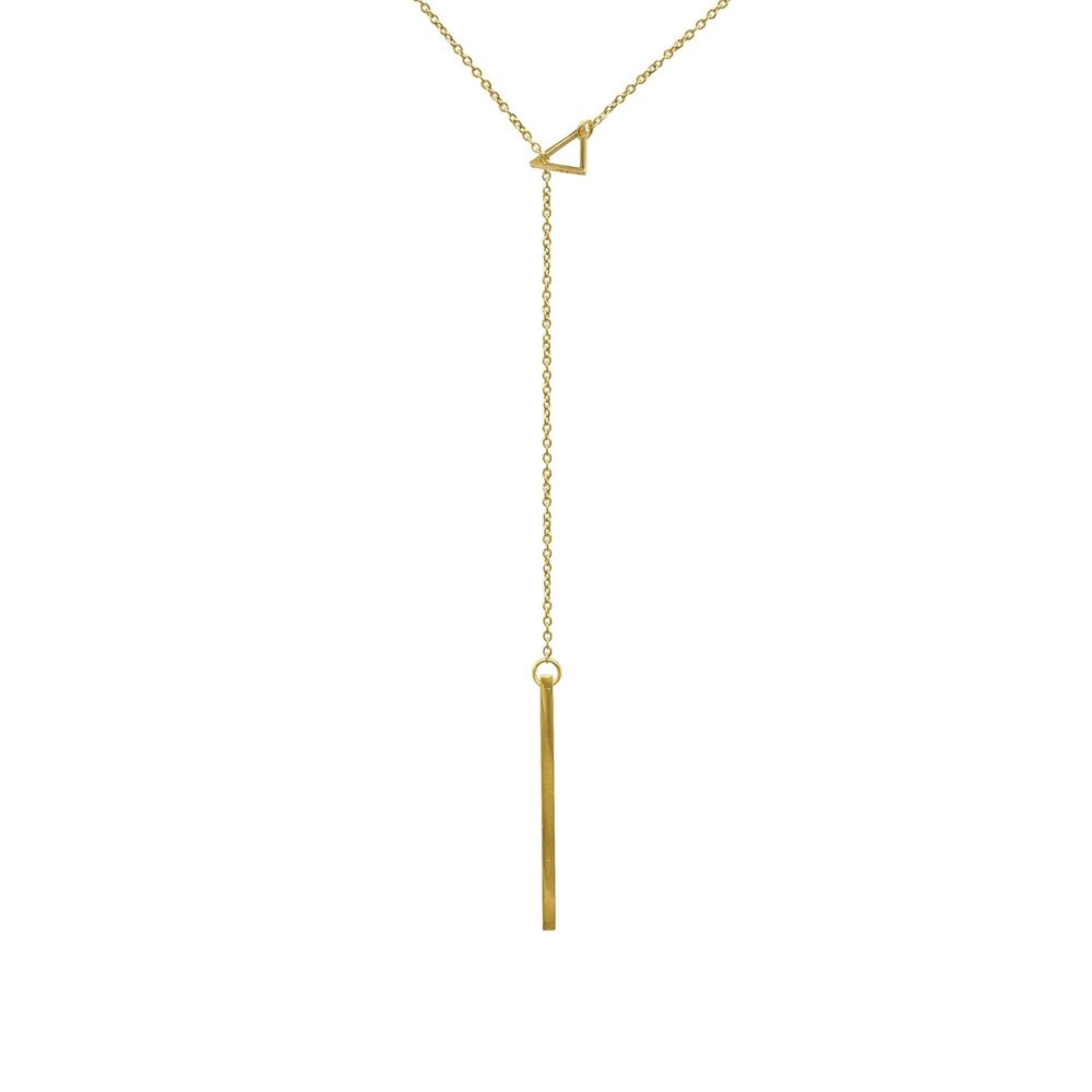 14k Gold Plated Triangle Lariat Necklace